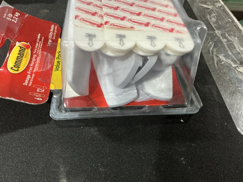 Condition photo showing As Is for Command Bath Large Towel Hook Value Pack, Clear Frosted, 3-Large Hooks, 3-Water-Resistant Strips, Organize Damage-Free