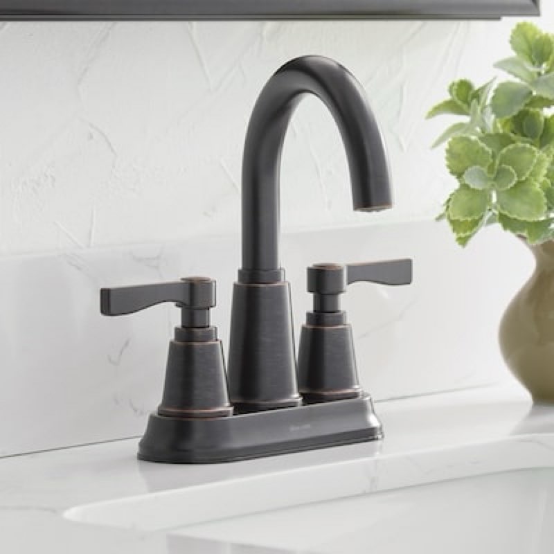 allen + roth townley oil rubbed bronze 4-in centerset 2-handle watersense high-arc