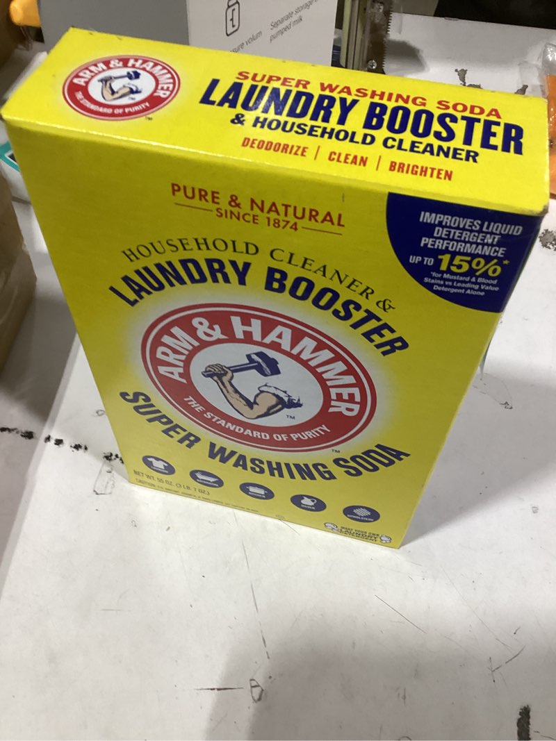 Condition photo showing New/Like New for ARM & HAMMER Super Washing Soda Household Cleaner and Laundry Booster  55 oz Box