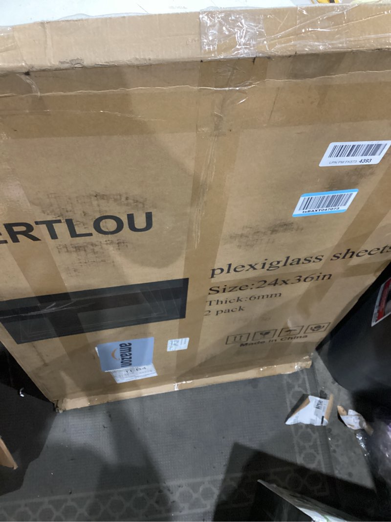 Condition photo showing Good Condition for (2 Pack) 24" x 36" Plexiglass Sheets 1/4 inch Thick (6mm), Clear Acrylic Sheets Panel Cut to Size Plexiglass Acrylic Board, Cut with Engraver, Power Saw or Hand Tools, No Laser Cut. 24" x 36" (2 pack) 6mm Thick (1/4")