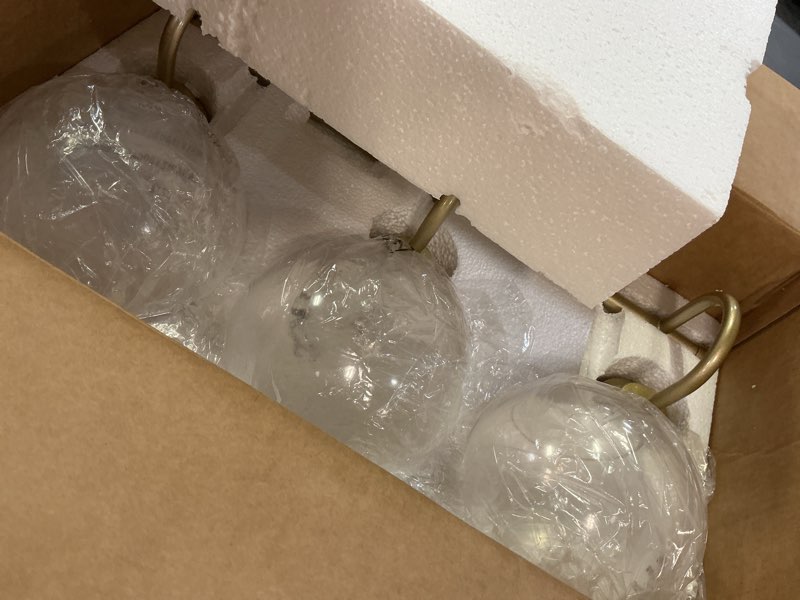 Condition photo showing Good Condition for bathroom light fixtures, 3-light brushed gold vanity lights with globe clear glass, champagne bronze vanity lighting fixtures over mirror, ad-22280-3w-gd gold, 3-light