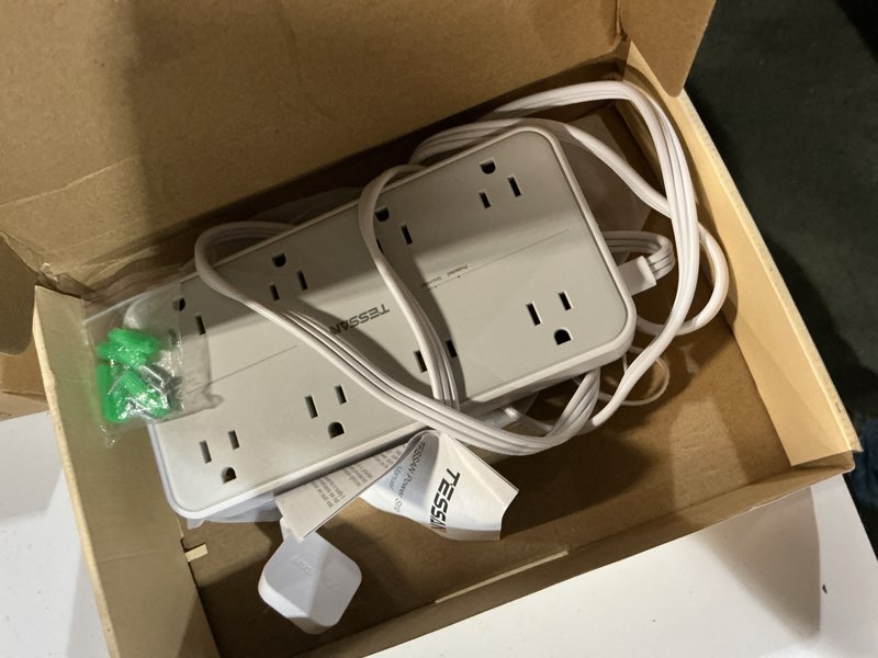 Condition photo showing Good Condition for tessan power strip surge protector, flat plug extension cord with 8 outlets 3 usb charger(1 usb c), 1080 joules protection, wall mountable charging station for home office school dorm room essentials 6ft-1080j surge protection gray