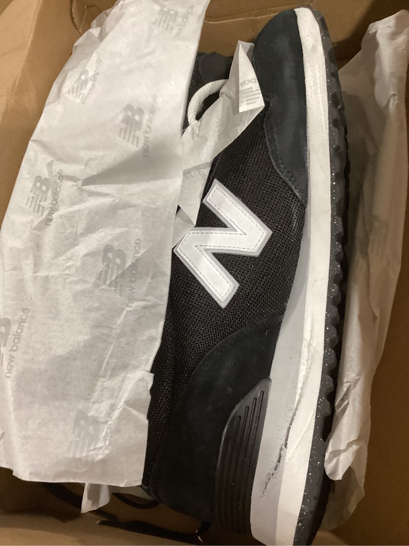 Condition photo showing As Is for new balance men's 515 v3 sneaker 15 black/nb white/aluminum grey
