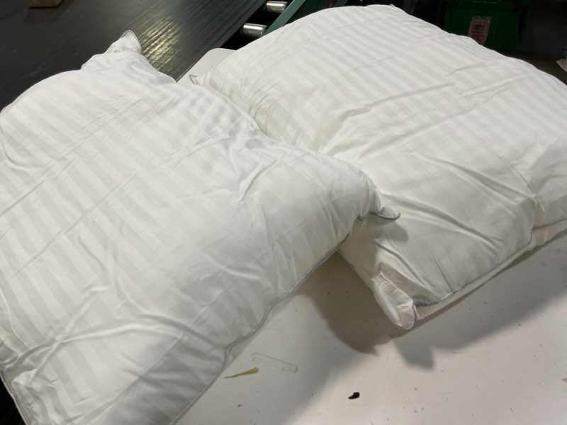 Condition photo showing As Is for utopia bedding bed pillows for sleeping king size (white), set of 2, down alternative pillow for sleeping, cooling hotel quality pillow set for back, stomach or side sleepers