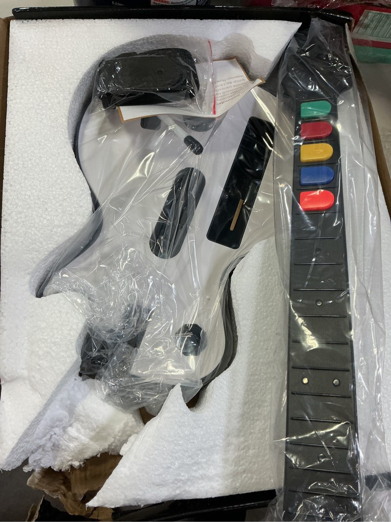 Condition photo showing As Is for NBCP Wireless Guitar Controller for Nintendo Wii – Compatible with Guitar Hero and Rock Band 2 & 3 (Excludes Rock Band 1) – White White-5Key-Design1