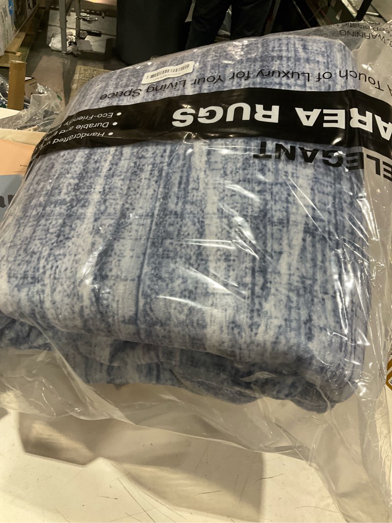 Condition photo showing Good Condition for witshock 5x7 area rug for living room, washable rugs for bedroom kitchen nursery dining room office, modern wave striped rugs, soft thin carpet non slip low pile for home decor, blue 5' x 7' (rectangular) blue