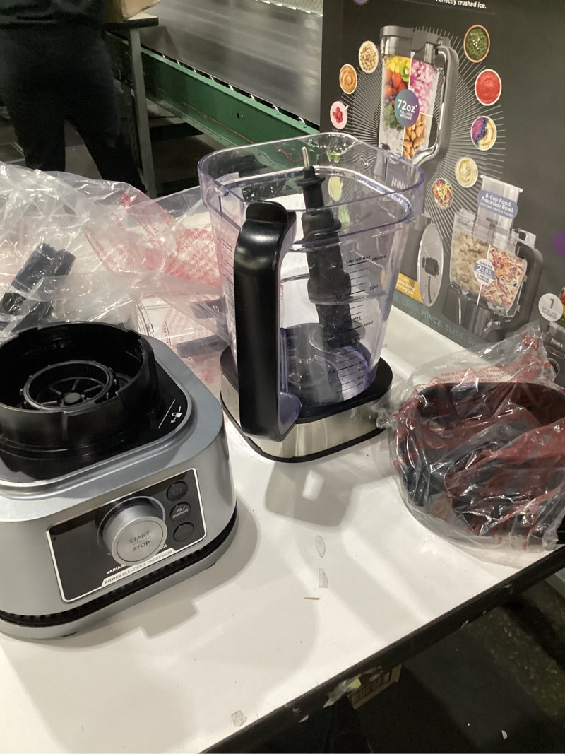 Condition photo showing As Is for NOT TESTED Ninja | All-in-One Blender & Food Processor | Best for Smoothies, Cookie Dough, Salsas, Cole Slaw & More | BlendSense Intelligence for Perfectly Smooth Results | 1800 Watt | Black | TB401 Power Blender + Cups + Processor Bowl