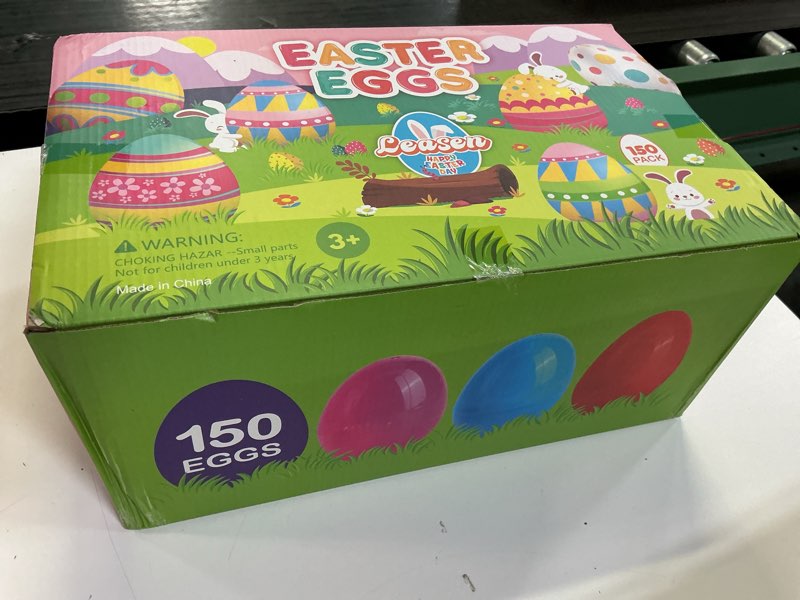 Condition photo showing New/Like New for leasen [ 6 surprise golden eggs ] 150 pack 3 inch large plastic easter eggs, bright colors eggs bulks empty easter eggs fillable for easter hunt, easter party favor, basket stuffers fillers
