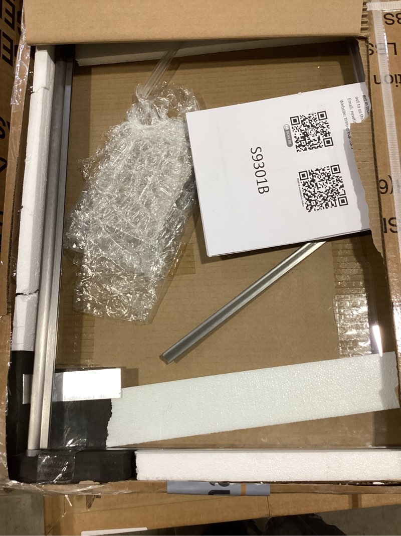 Condition photo showing As Is for kpuy pivot shower door, 36-38" w x 72" h frameless single swing glass shower door with explosion-proof film nano coating, 1/4" (6mm) thick tempered clear glass, brushed nickel brushed nickel 36 - 38" w x 72" h