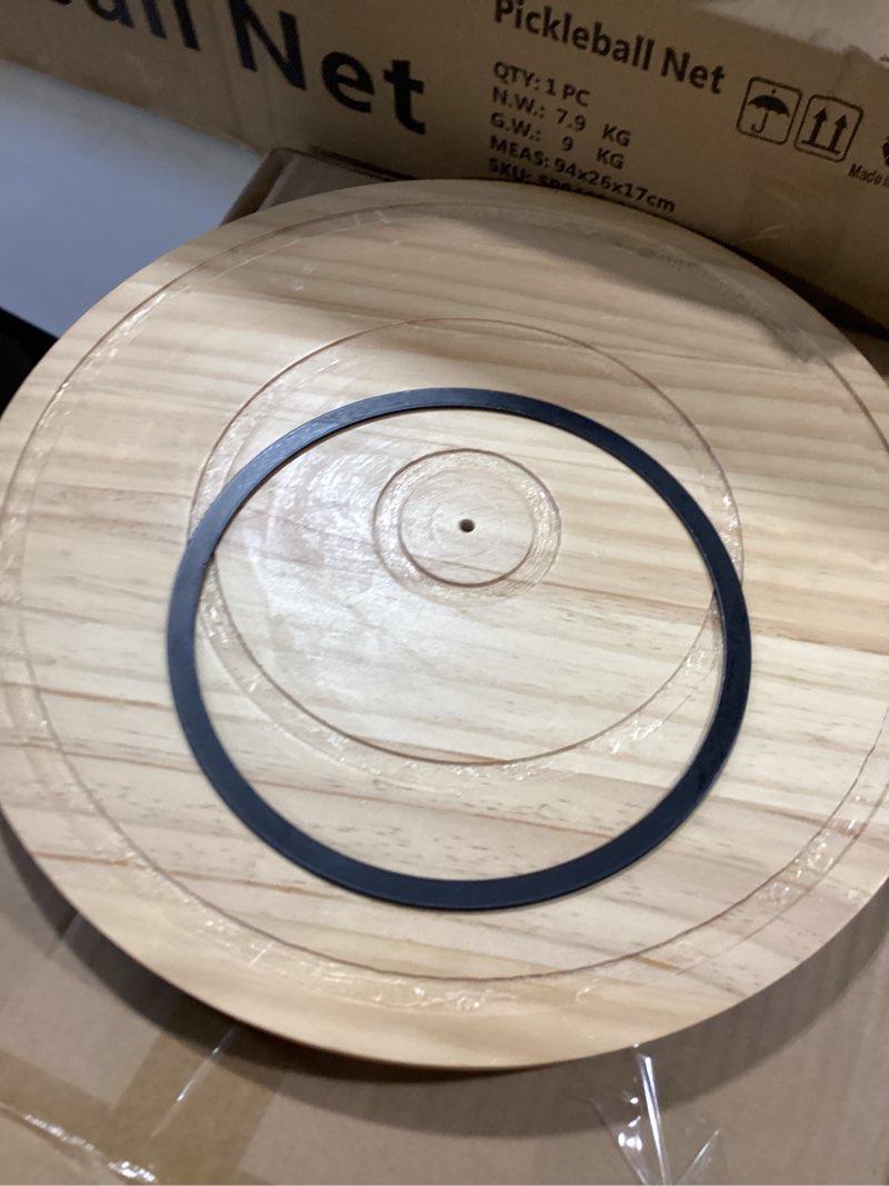Condition photo showing As Is for large tonie shelf for toniebox - round rotating tonies box organizer for all your tonie accessories, 360° spinning turntable 2-tier tonies magnetic shelf, toniebox characters and display collection wood