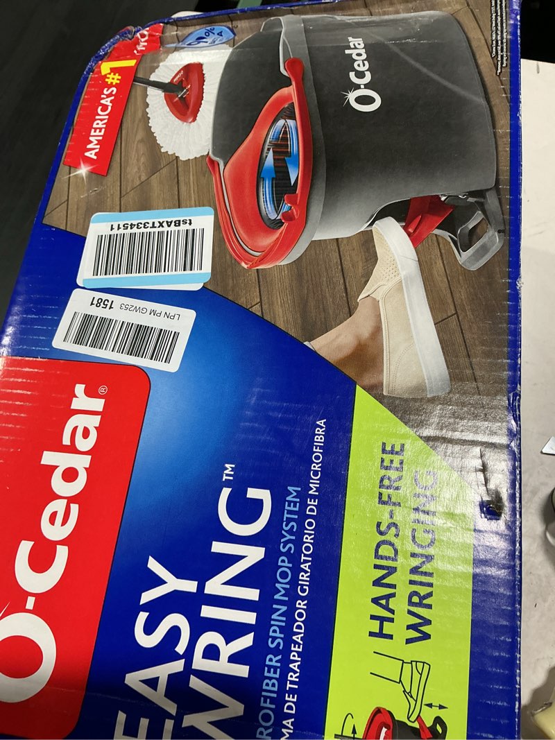 Condition photo showing As Is for o-cedar easywring microfiber spin mop and bucket cleaning system