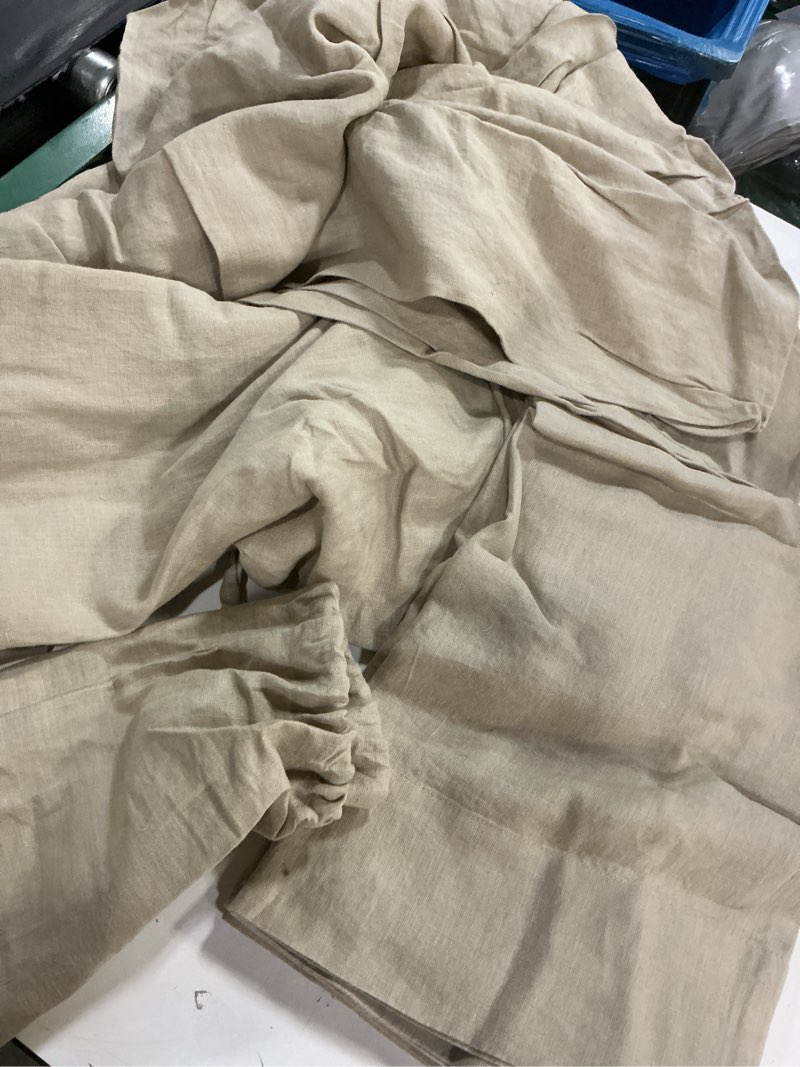Condition photo showing Good Condition for quince, organic linen fitted sheet/set of 3 pcs/queen/ toffee