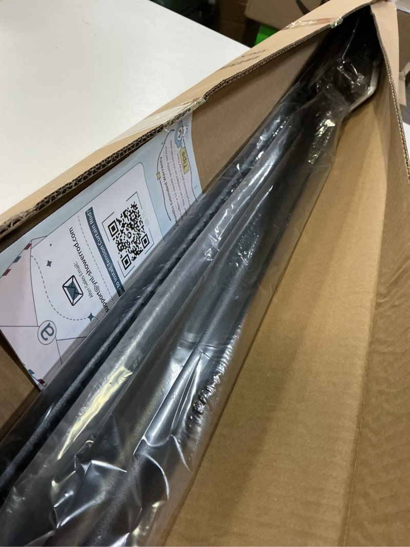 Condition photo showing New/Like New for YNL Tension Curtain Rods No Drilling, One-Click Shower Curtain Rod 39-86 Inch, Outdoor Tension Rods for Patio, Window or Bathroom, Easy to Install, Renter Friendly Curtain Rod, No-slip, Black Black 39-86"