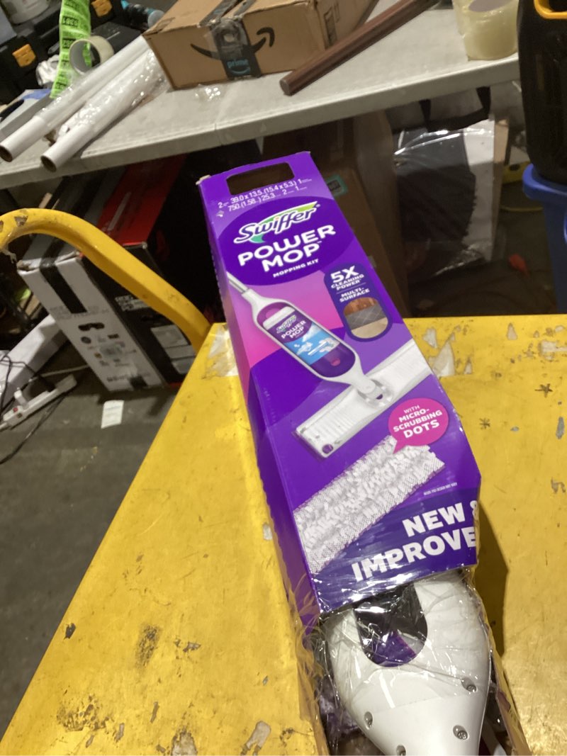 Condition photo showing As Is for swiffer powermop mops & brooms - 4ct