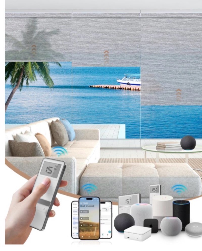 Smart Motorized Blinds with Remote, No Drill Cordless Roller Shades, Equip Solar Panels, 100% Blacko
