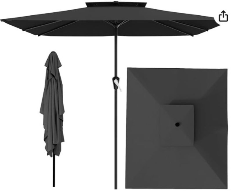 AreShark 11ft 2 Tiers Patio Umbrella - Outdoor Umbrella Waterproof UV Protection, Market Table Umbre