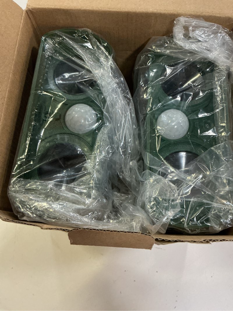 Condition photo showing Good Condition for 2 pack solar animal repeller with motion detection ultrasonic outdoor deer repellent device for patio garden yard waterproof animal repellent deterrent to repel cat squirrel rabbit dog raccoon skunk green 2 pack