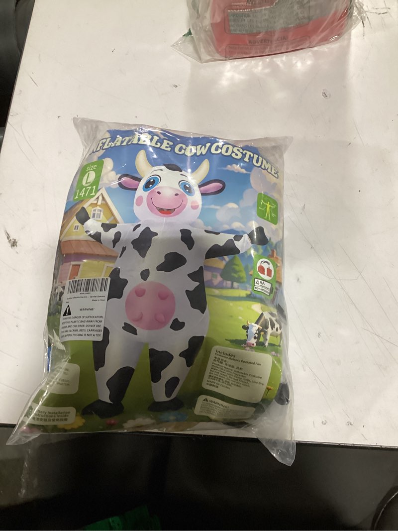 Condition photo showing New/Like New for arokibui inflatable cow costume funny blow up animal costume cow suit for cosplay party christmas halloween parade carnival festiva suit l (150cm-190cm)