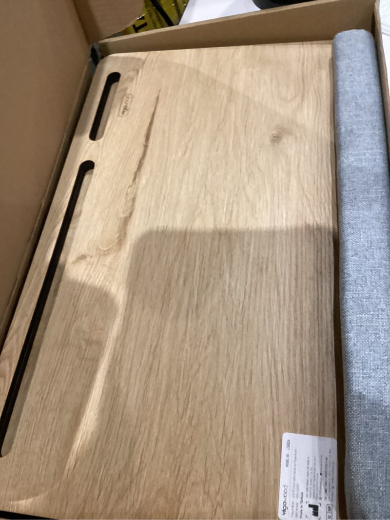Condition photo showing As Is for Portable Laptop Desk – Lapdesk with Cushion, Laptop Stand for Bed, Lap Desk for Laptop and Lap Desk for Bed, Portable Desk for Lap top, Notebook Bed Tray (Oak & Gray)