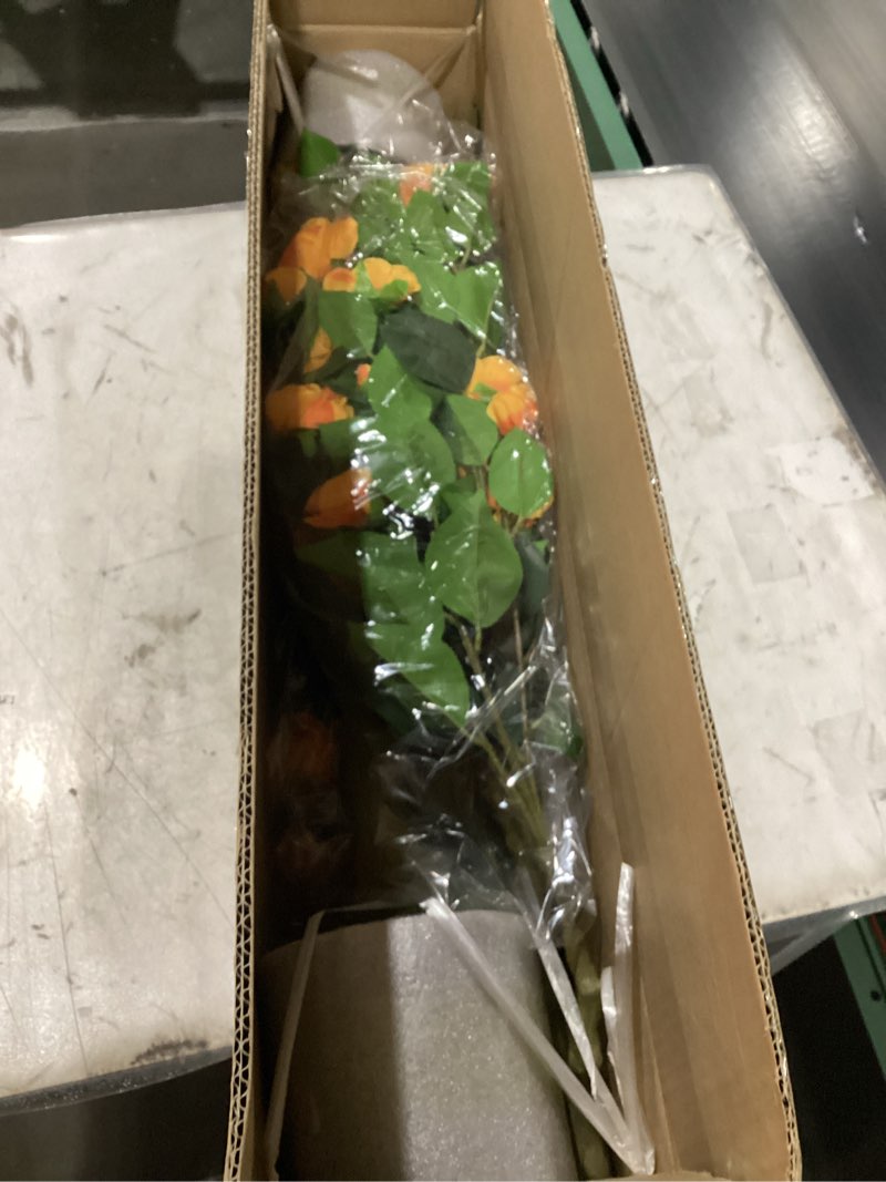 Condition photo showing New/Like New for 2Pack Artificial Rose Flower Trees, 24Inch White Faux Rose Tree with Green Leaves for Living Room Office Home Outdoor Indoor Decor,2FT orange