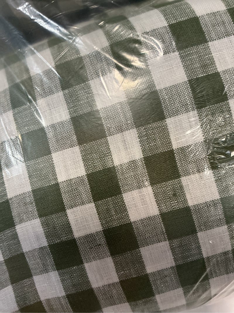 Condition photo showing New/Like New for european linen gingham duvet cover, full/queen, olive