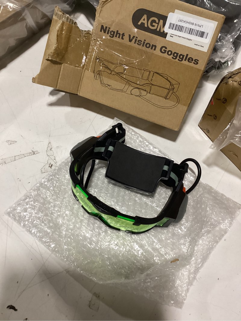 Condition photo showing As Is for agm kids night vision goggles, adjustable spy gear night mission goggles with flip-out lights green lens