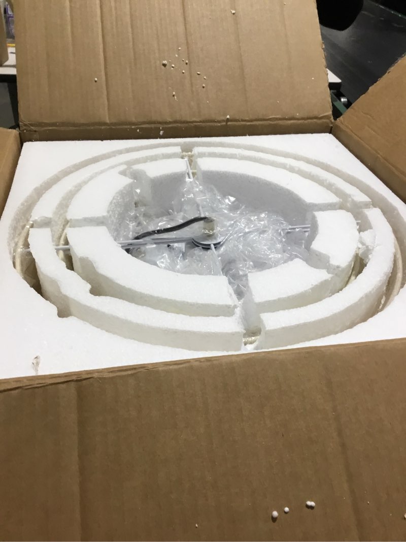 Condition photo showing Good Condition for Hand Woven Rattan Chandelier Boho Pendant Light, Adjustable Coastal Hanging Light for Kitchen Island Dining Room Living Room, White, UL Listed