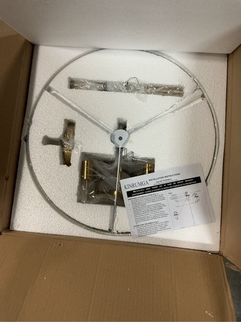 Condition photo showing Good Condition for 20" Black Drum Chandelier, 4-Light Modern Farmhouse Pendant Light Fixture with White Fabric Shade, Adjustable Hanging Height Chandeliers for Dining Room, Living Room, Bedroom, Entryway, Kitchen