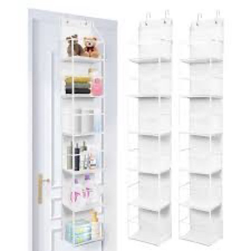 YRCBEHFU 2 Packs Over The Door Organizer - 6-Shelf Hanging Storage Organizer with Clear Plastic Pock