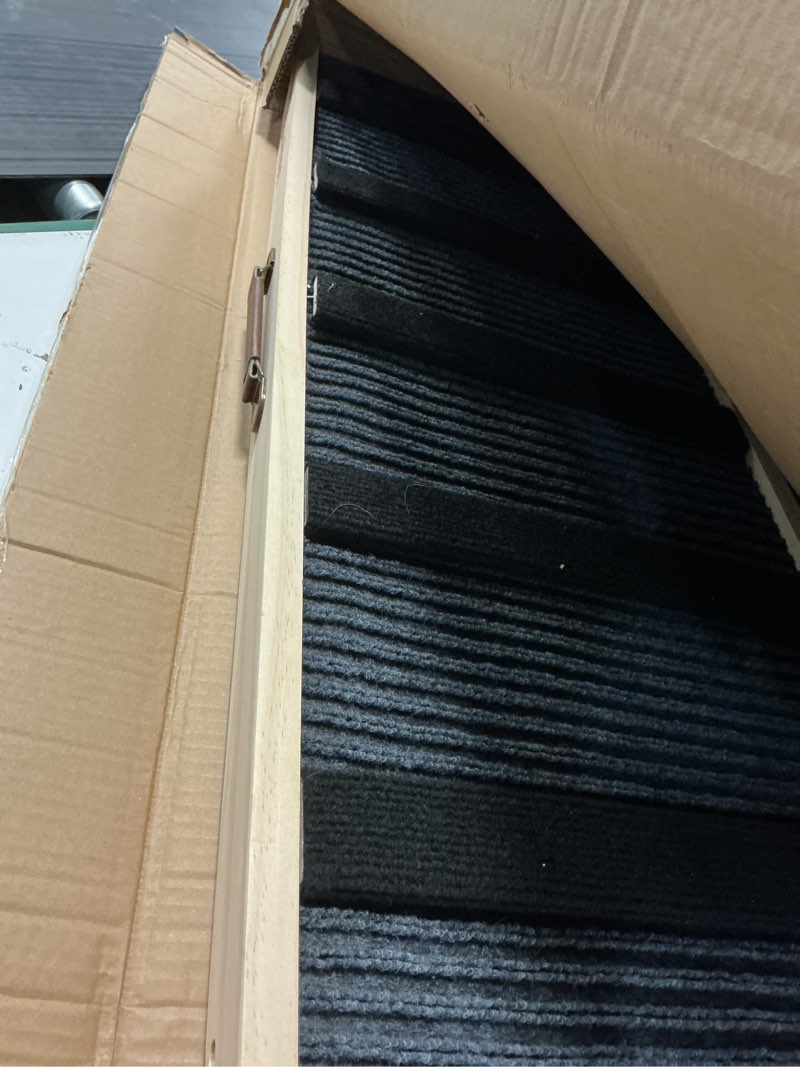 Condition photo showing Good Condition for large dog ramp for bed couch, extra wide portable wooden pet ramp, 4 adjustable height from 11.6'' to 22.4'', pet step for small medium dog cat with non-slip mat, up to 143lbs, use for car couch bed a-wood color 100×40cm