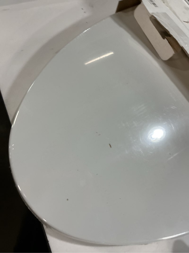 Condition photo showing Good Condition for elongated toilet seat, 18.5” soft/slow close oval (oblong) toilet seat for elongated toilets, no-slam quiet-close lid, easy-to-install & clean, durable never-loosen white plastic seat white elongated(oval)