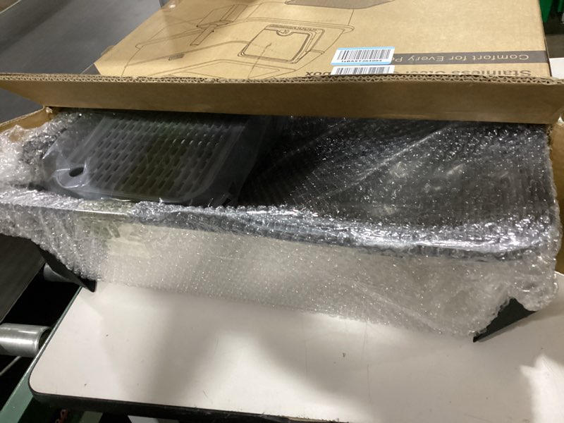 Condition photo showing New/Like New for (item similar) stainless steel cat litter box with lid, xl metal litter box, extra large litterbox for big cats, high sided | easy cleaning | odor-free includes scoop and mat x-large