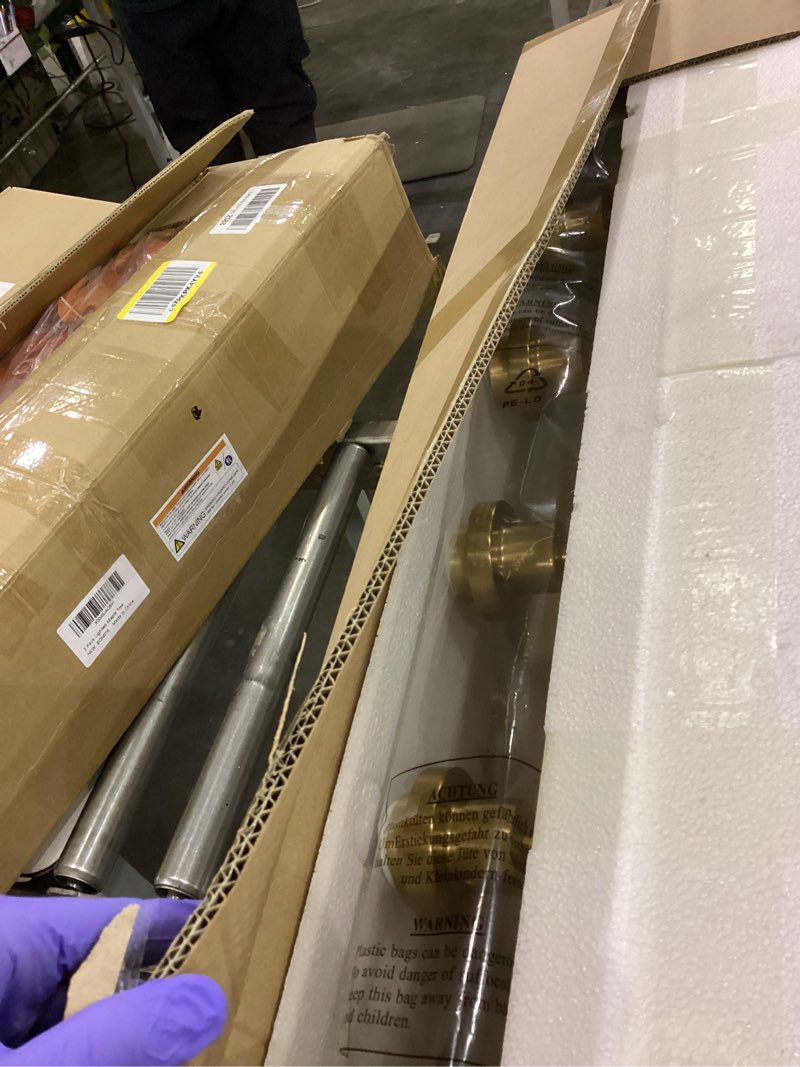 Condition photo showing New/Like New for 6-Light Bathroom Vanity Light Brushed Brass Bathroom Lighting Fixtures Over Mirror with Opal White Glass Shade, Golden Finish Vanity Wall Sconces Fixtures for Bedroom Living Room Brushed Brass 6 Lights