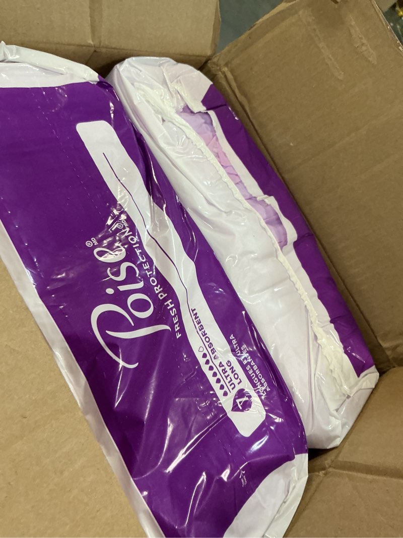 Condition photo showing Good Condition for poise incontinence & postpartum pads for bladder leaks, 7 drop ultra absorbency, long length, 78 count, packaging may vary long 78
