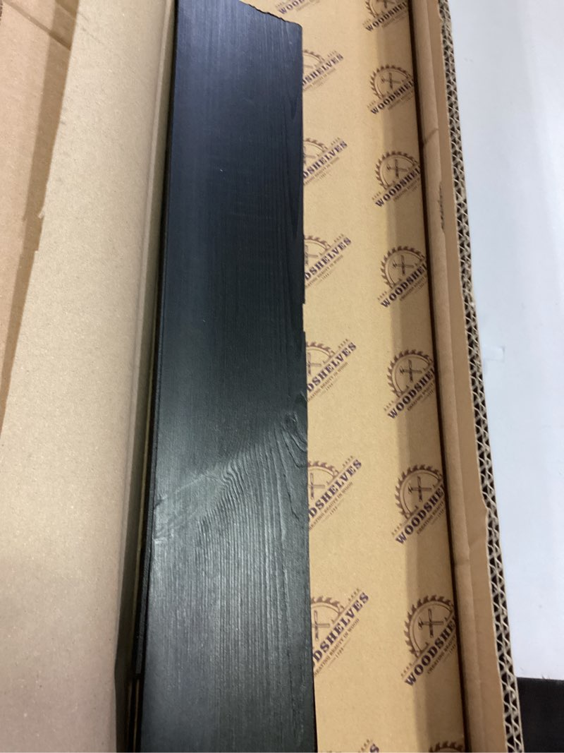 Condition photo showing Good Condition for BGMG Wood Floating Shelves 36 inch Long,Wide Rustic Wooden Wall Shelves for Bathroom Living Room Bedroom Kitchen Farmhouse Set of 2-36x6.7x1.25 inch-Black Black 36 inch