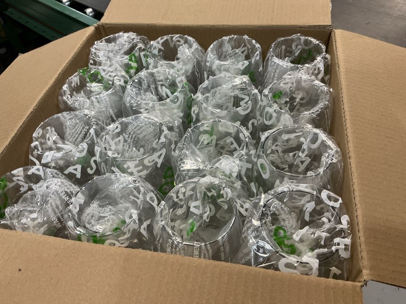 Condition photo showing New/Like New for tossware pop 14oz vino set of 48, recyclable, unbreakable unbreakable & crystal clear plastic wine glasses, 48 count (pack of 1) clear 48 count