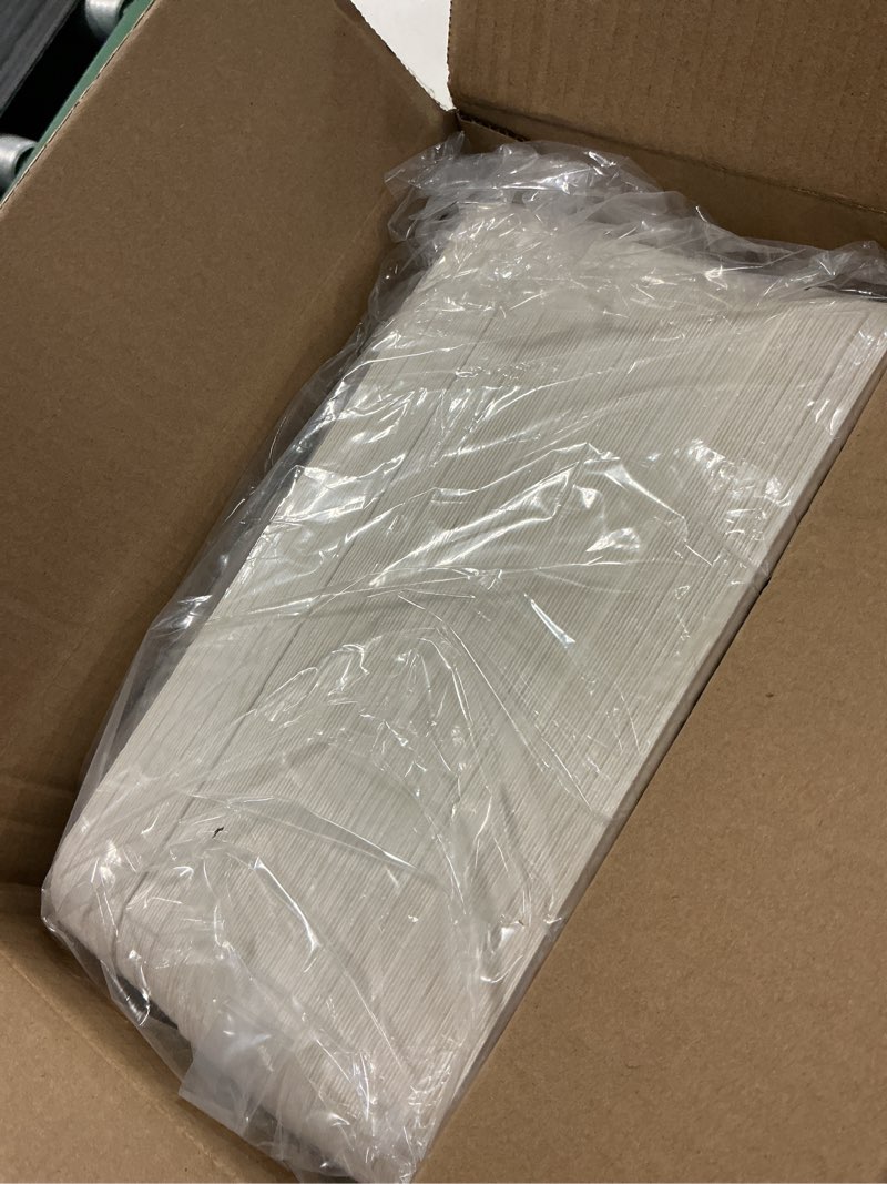 Condition photo showing New/Like New for ecolipak 100% compostable 5 compartment plates, 125 pack disposable paper plates, heavy-duty biodegradable sugarcane plates, eco-friendly school lunch trays 10.25 x 8.25 inch white 125pk