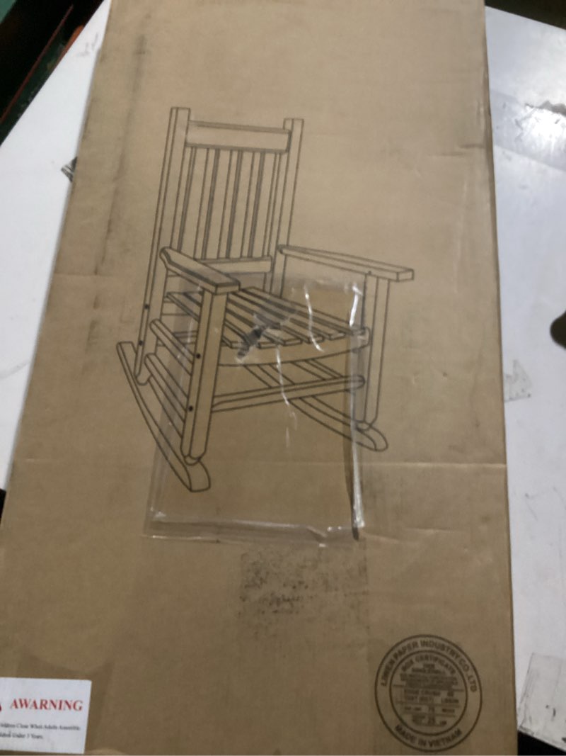 Condition photo showing As Is for kids rocking chair for toddlers and children comfy recliner wooden rocker for baby girls outdoor lounge chair for kids age 6-10 indoor white square-white-1pc