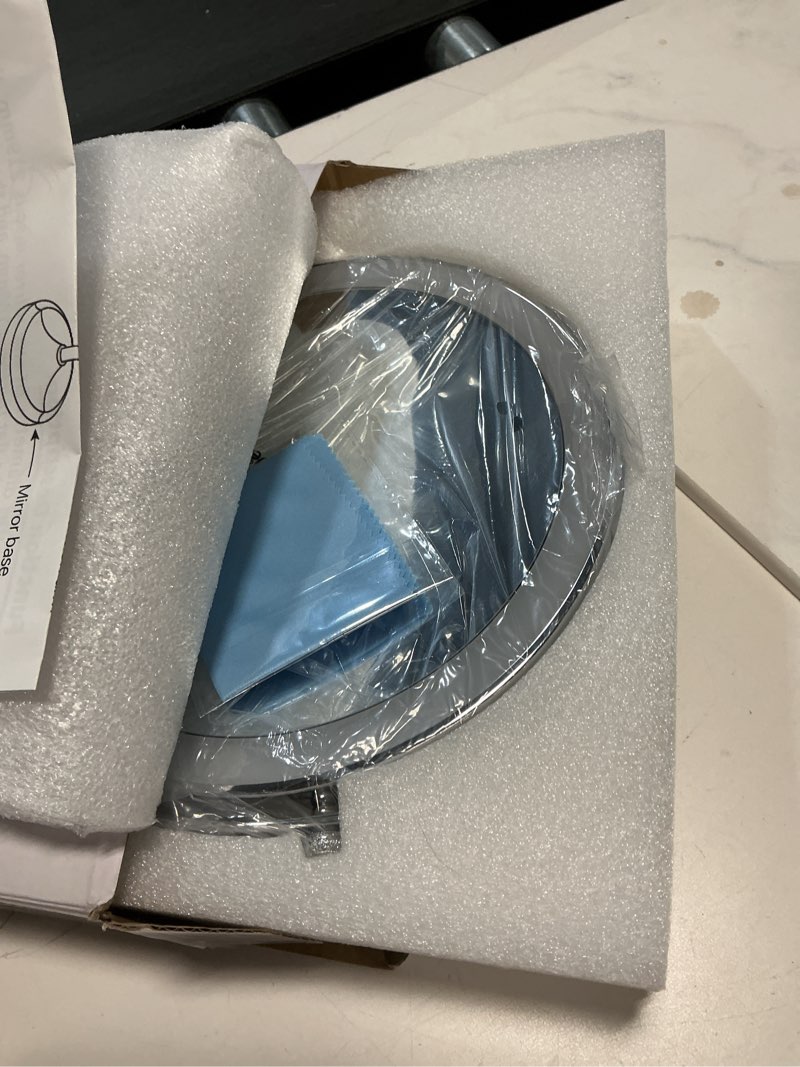 Condition photo showing New/Like New for 9" Lighted Makeup Mirror with 1X 10x Magnification, 5000mAh Rechargeable Led Magnifying Vanity mirror with lights, 3 Lighting Color, Brightness Dimmable Height Adjustable Cosmetic Mirror Chrome 10x Chrome