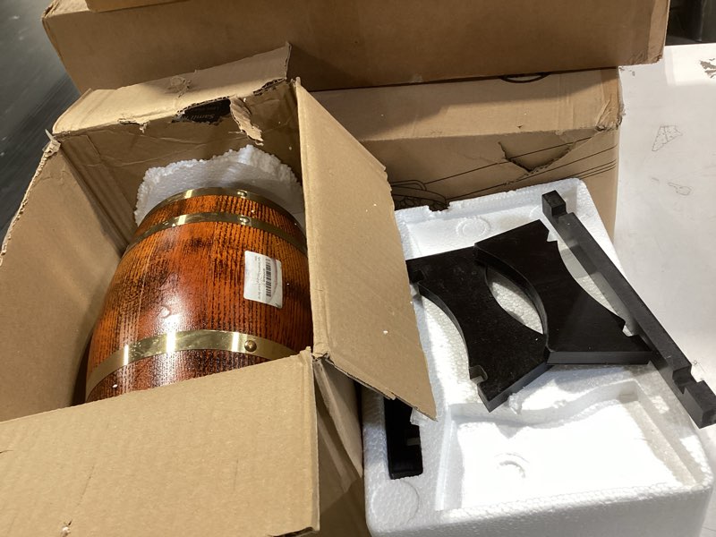 Condition photo showing Good Condition for LUXURY Premium OAK “Aged Sensations” (3 Liter) Home Whiskey Barrel Dispenser for Liquor, Wine, Spirits, and Beer! Holds ENTIRE Bottle/Handle