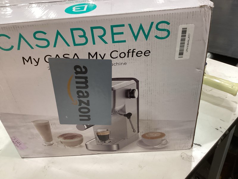 Condition photo showing New/Like New for CASABREWS 3700 Essential Espresso Machine 20 Bar, Stainless Steel Cappuccino & Latte Machine with Steam Frother for Home, 43.9oz Water Tank, Silver A-Silver