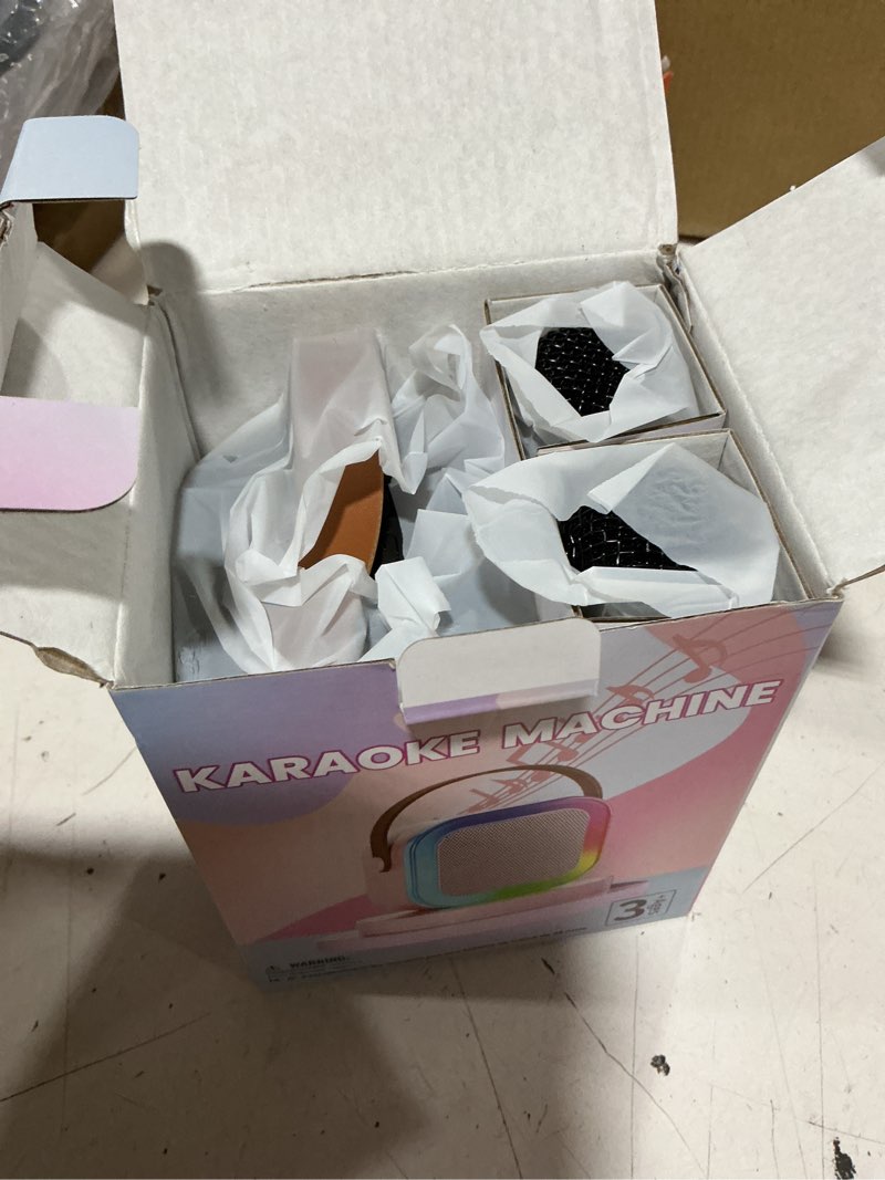 Condition photo showing New/Like New for mini karaoke machine for kids adults, 2026 top birthday gifts for girls boys 3,4,5,6,7,8+year old toddler toys, portable bluetooth speaker with 2 wireless karaoke microphones player (black)