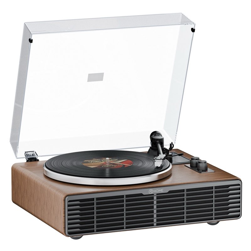 vinyl record player, all-in-one record player with built-in speakers, bluetooth turntable for high fidelity sound, aux-in functionality, 2 speed, for sound enjoyment and home decor