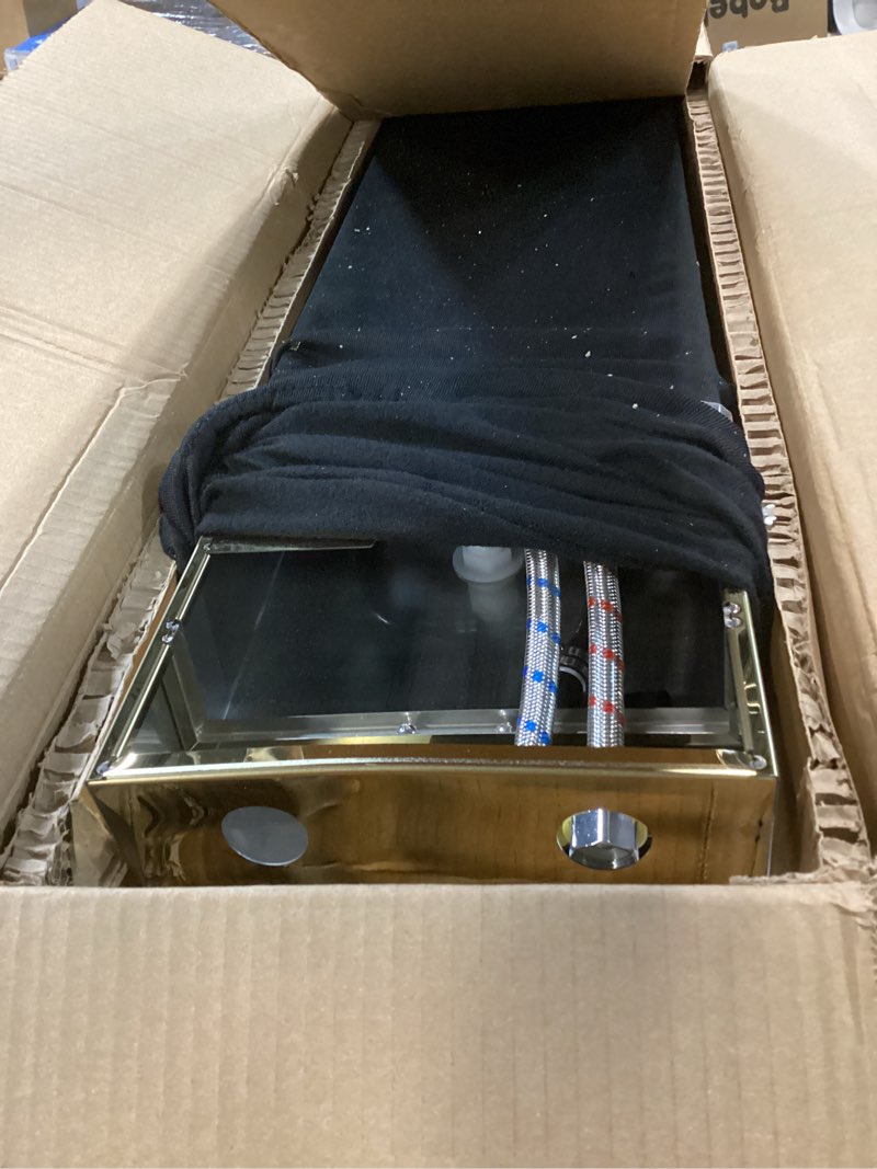 Condition photo showing Good Condition for Shower Panel Tower System Stainless Steel LED Rainfall Waterfall Shower Head 5-Function Faucet Rain Massage System Wall Mount with 8 Body Jets, Handheld, and Tub Spout, Gold Gold 5 in 1 Shower Panel