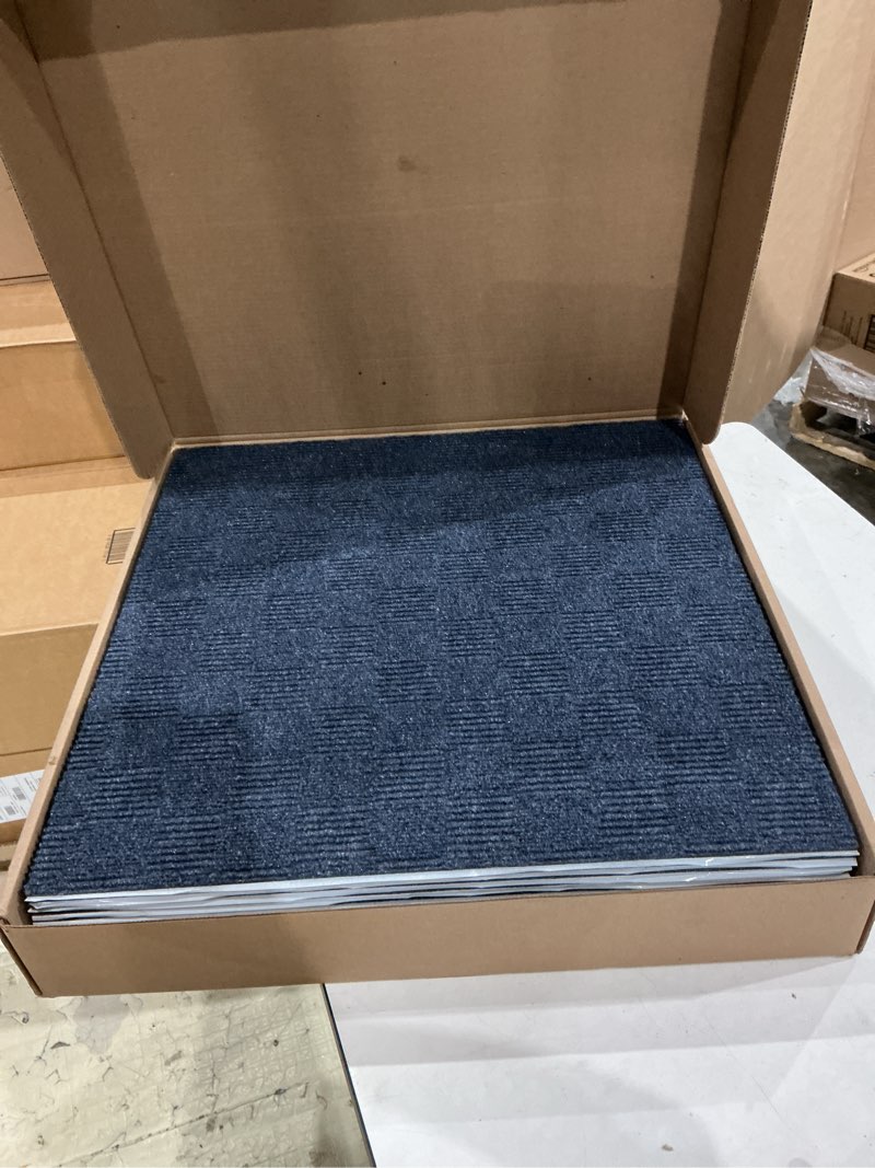 Condition photo showing Good Condition for mohawk home peel and stick carpet tiles 24x24 inch indoor outdoor polyester, stain resistant, easy diy install (15 tiles, 60 sq ft,denim blue) 2x2 feet denim blue