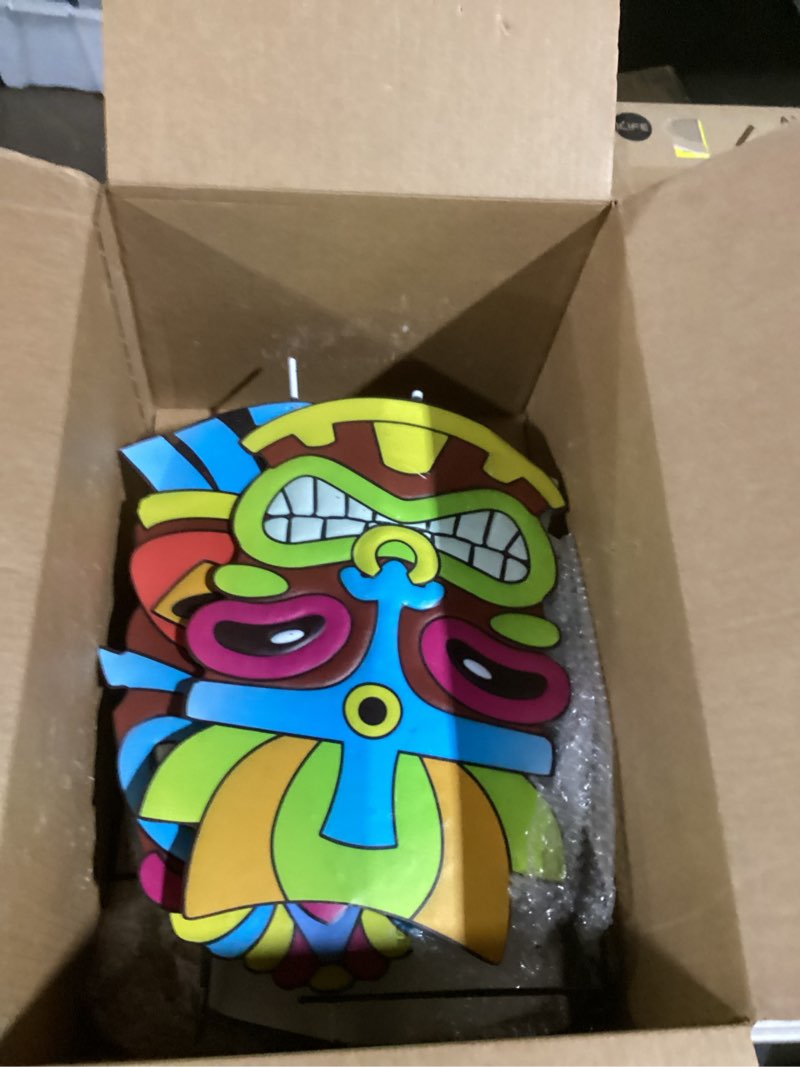 Condition photo showing Good Condition for 2 Pcs Giant Metal Tiki Yard Signs with Stakes 6 ft x 13. 8 Inch Luau Hawaiian Tropical Party Decoration Large Iron Tiki Bar Sign with 2 String Light for Summer Outdoor Lawn Garden Beach Decor