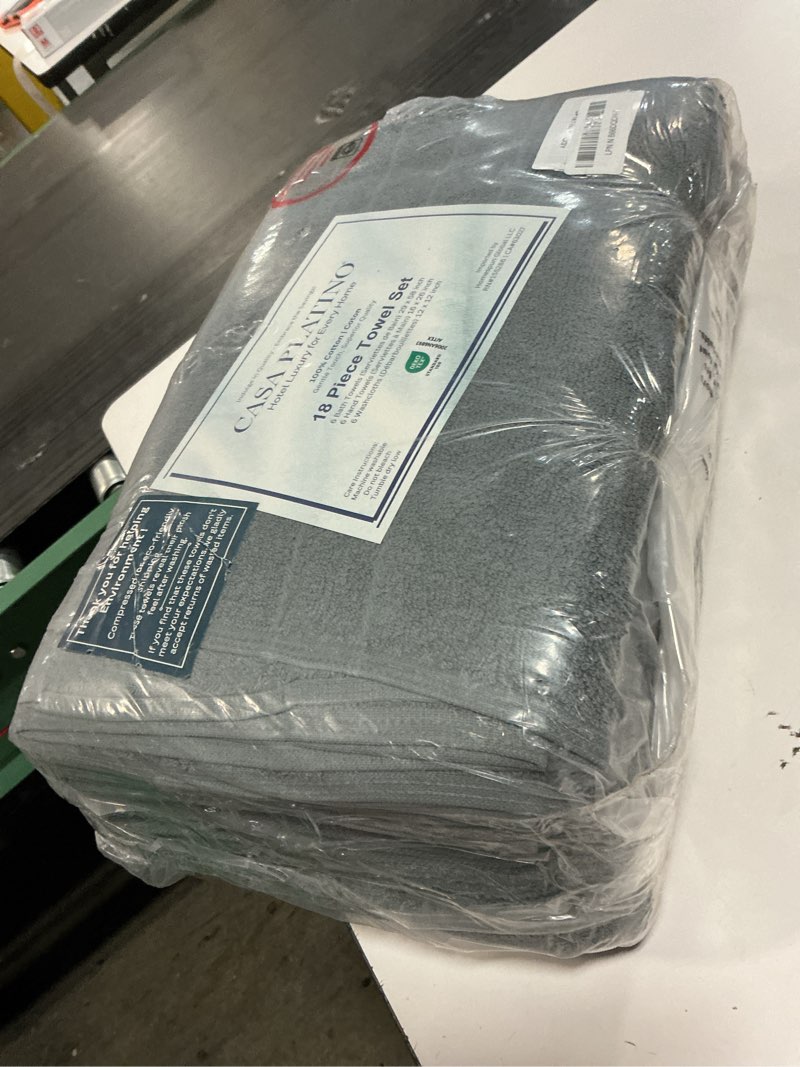 Condition photo showing New/Like New for casa platino 100% cotton turkish towel set for bathroom - 18 pcs - super soft, quick dry & highly absorbent - 6 bath, 6 wash cloth, 6 hand towels - hotel quality, durable & easy care - ultimate grey 18 piece towel set 08: ultimate grey