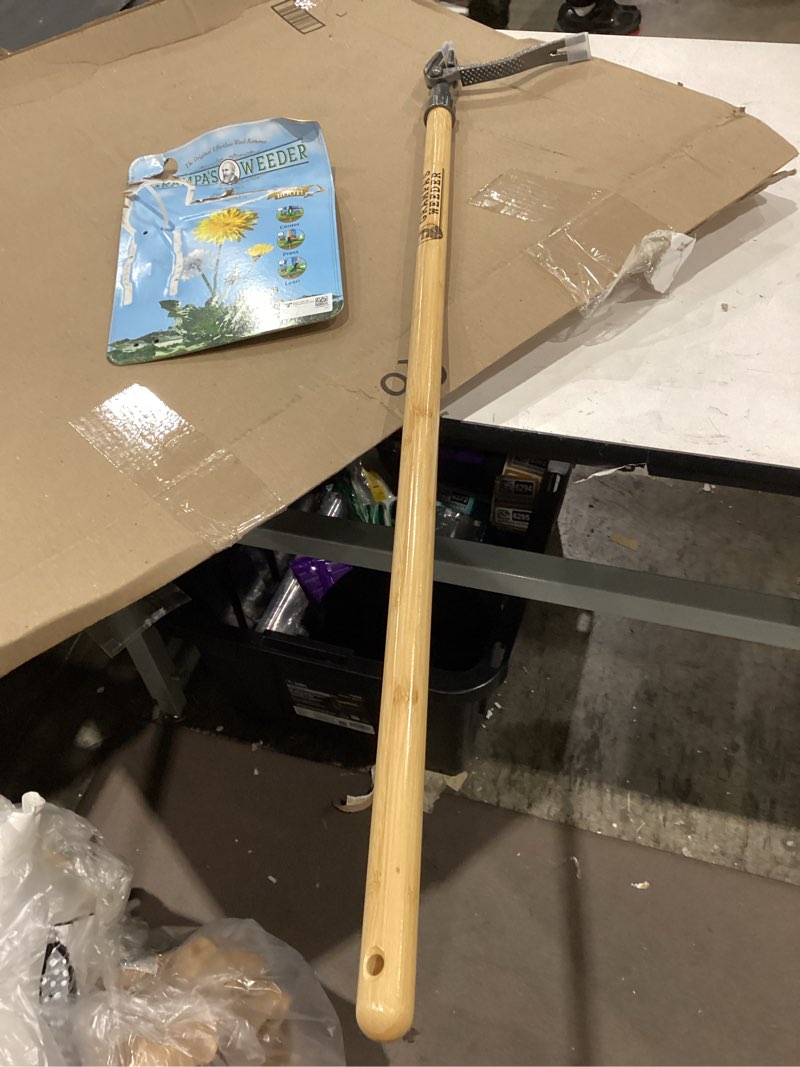 Condition photo showing Good Condition for grampa's weeder - the original stand up weed puller tool with long handle - made with real bamboo & 4-claw steel head design - easily remove weeds without bending, pulling, or kneeling.