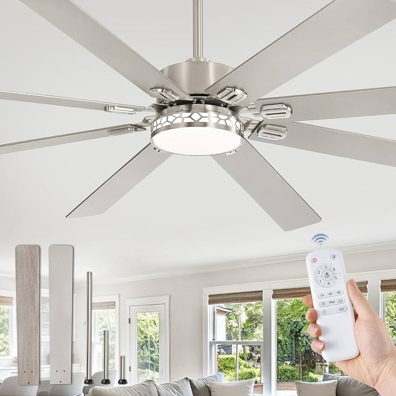 fanbulous 72 inch large ceiling fans with lights, farmhouse ceiling fan with light and remote, dual 