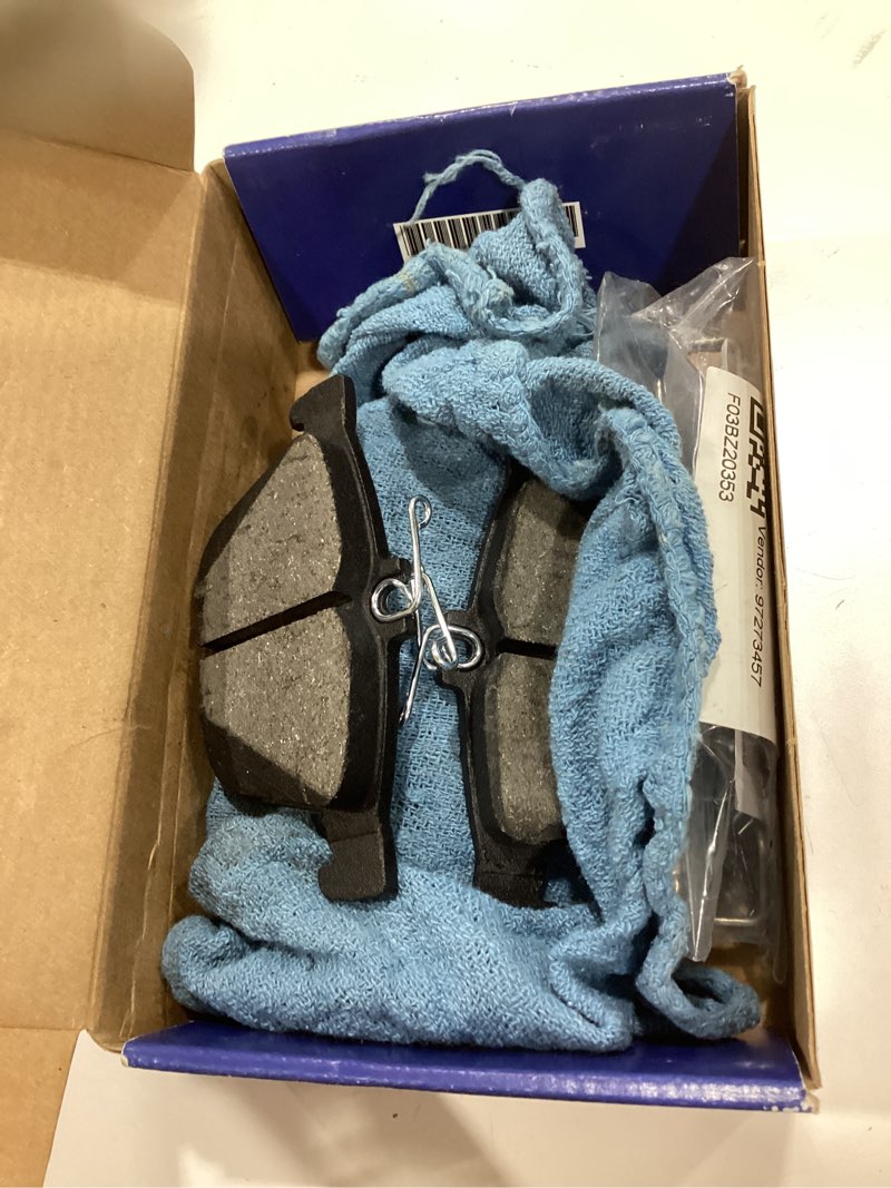 Condition photo showing As Is for bosch be1761h blue ceramic disc brake pad set with hardware - compatible with select audi a3, a3 quattro, q3, rs3, s3, tt/tts quattro; volkswagen arteon, golf r, jetta, taos, tiguan + more; rear